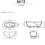 Vasca Centro Stanza A613 Bianco 170x78,5 - immagine 3