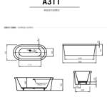 Vasca Centro Stanza A311 Bianco 168,5x78 - immagine 3